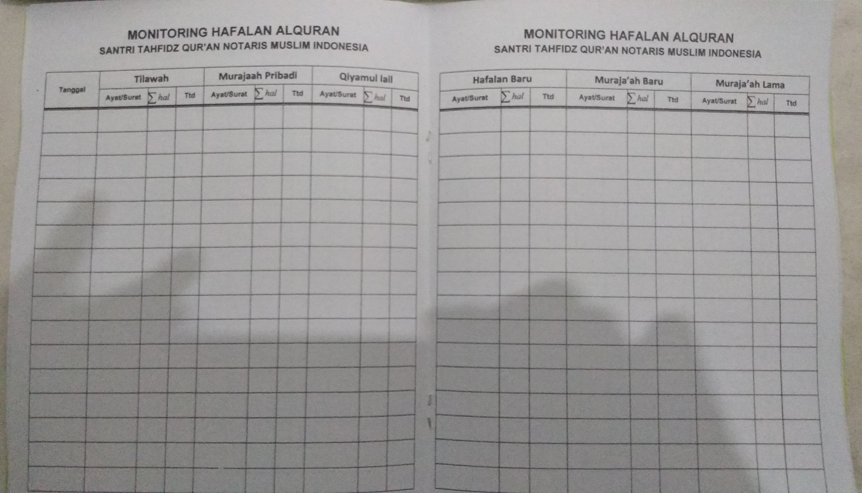 Detail Contoh Buku Laporan Tahfidz Nomer 4