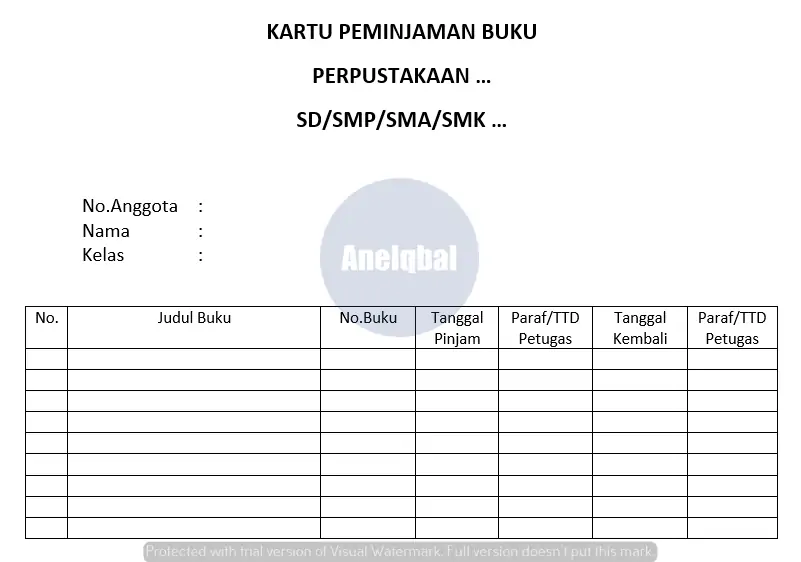 Detail Contoh Buku Peminjaman Perpustakaan Nomer 41