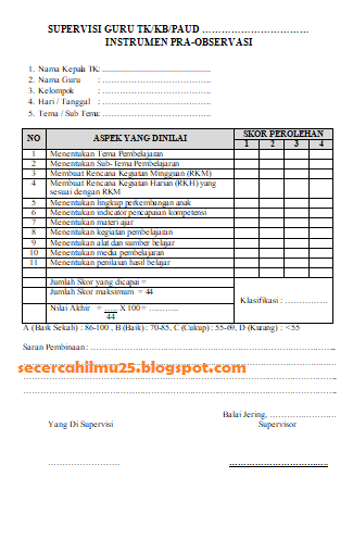 Detail Contoh Buku Supervisi Guru Nomer 3