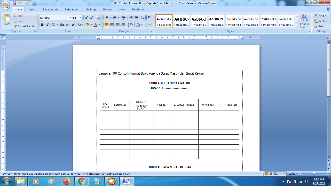 Detail Contoh Buku Surat Masuk Keluar Nomer 31