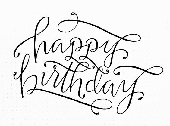 Detail Handgezeichnete Kalligraphie Happy Birthday Schriftzug Nomer 26