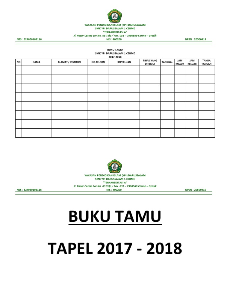 Detail Contoh Buku Tamu Kantor Nomer 48