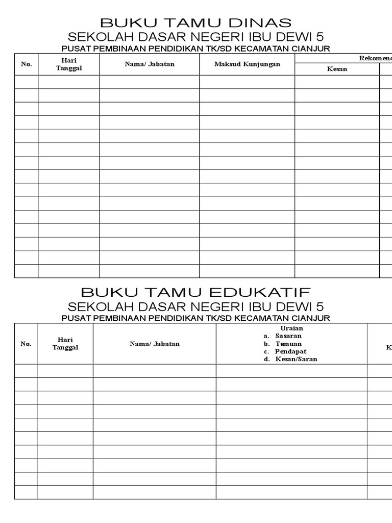 Detail Contoh Buku Tamu Sekolah Nomer 17