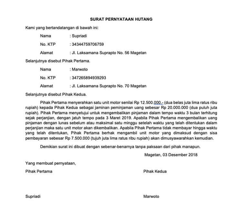 Detail Contoh Cara Membuat Surat Pernyataan Nomer 12