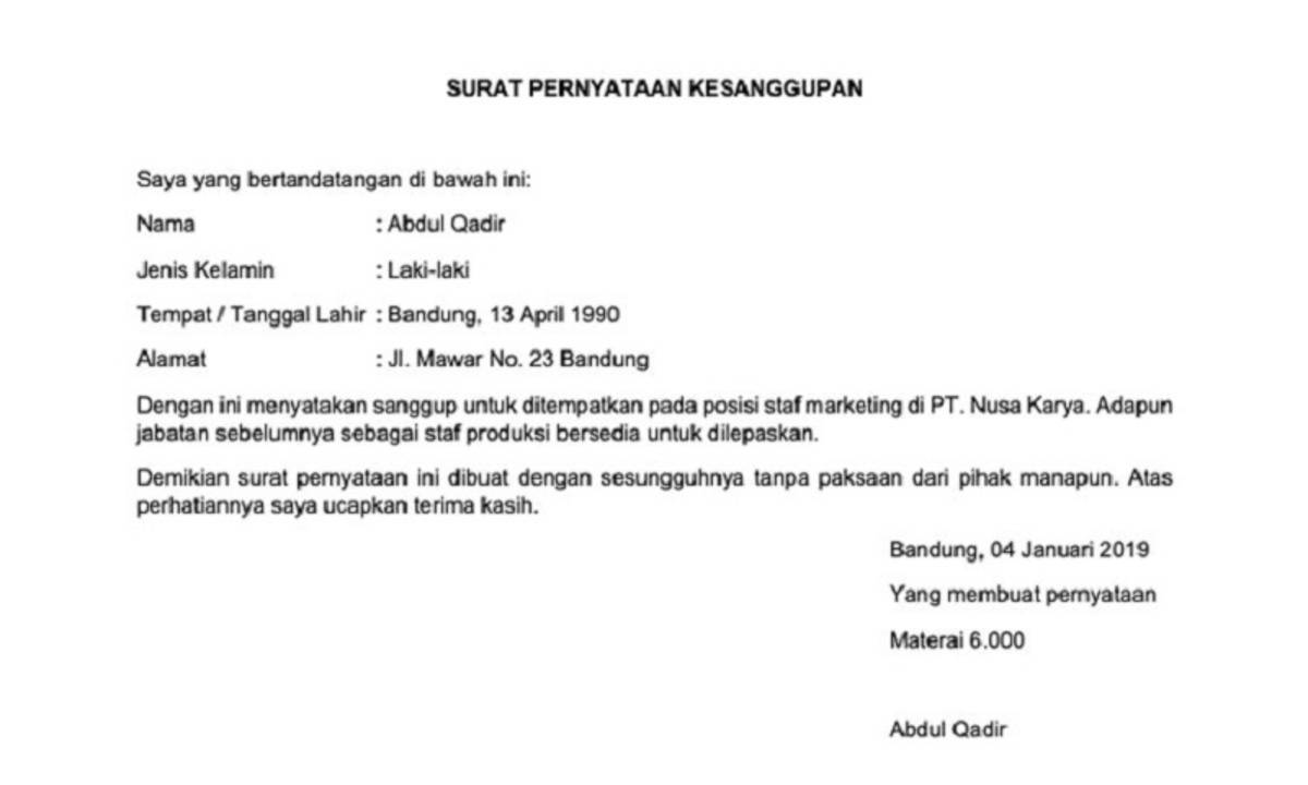 Detail Contoh Cara Membuat Surat Pernyataan Nomer 5