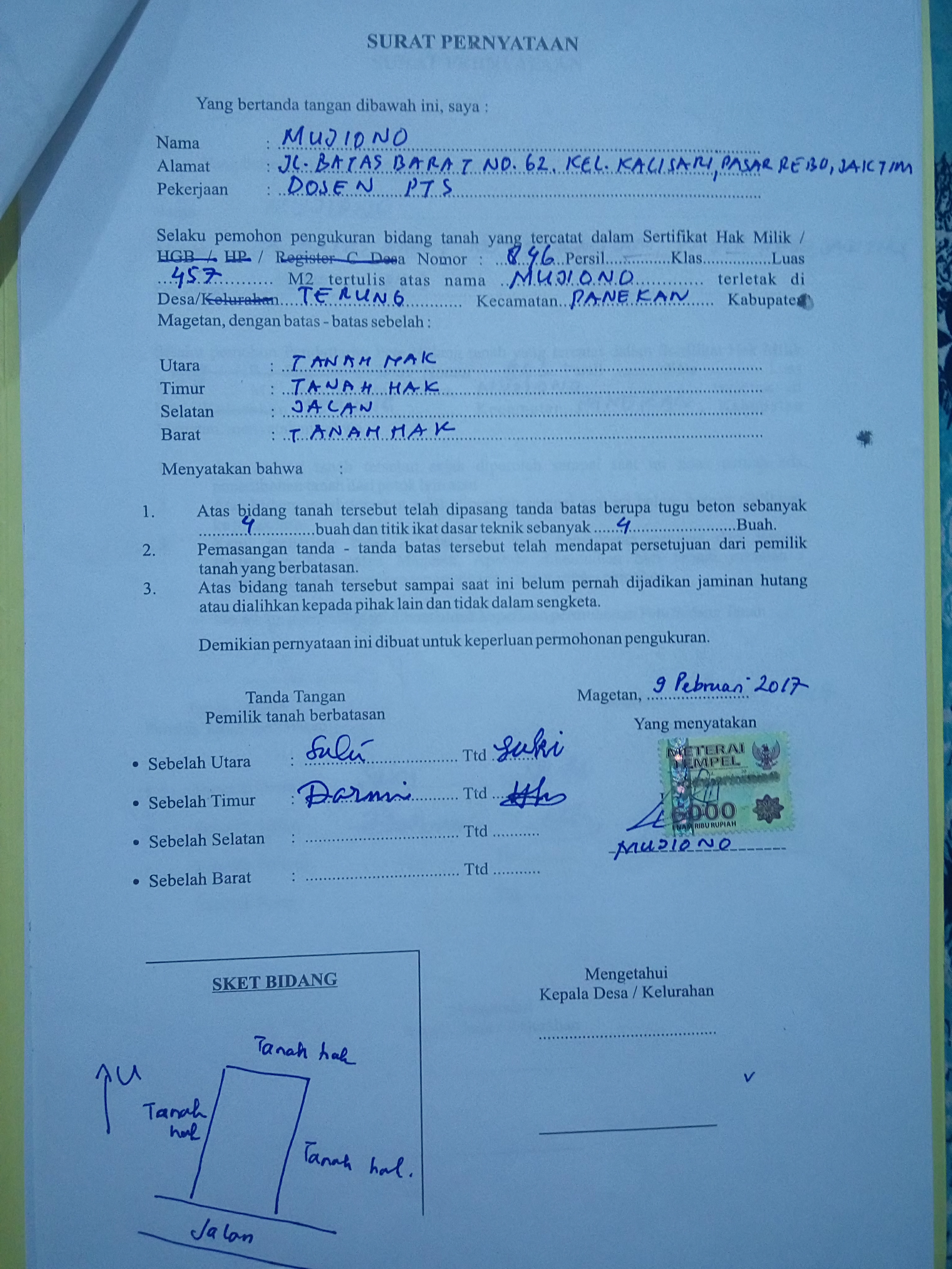 Detail Contoh Cara Mengisi Formulir Permohonan Sertifikat Tanah Nomer 26