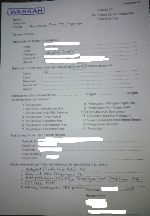 Detail Contoh Cara Mengisi Formulir Permohonan Sertifikat Tanah Nomer 6