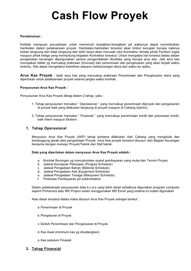 Detail Contoh Cash Flow Proyek Excel Nomer 17