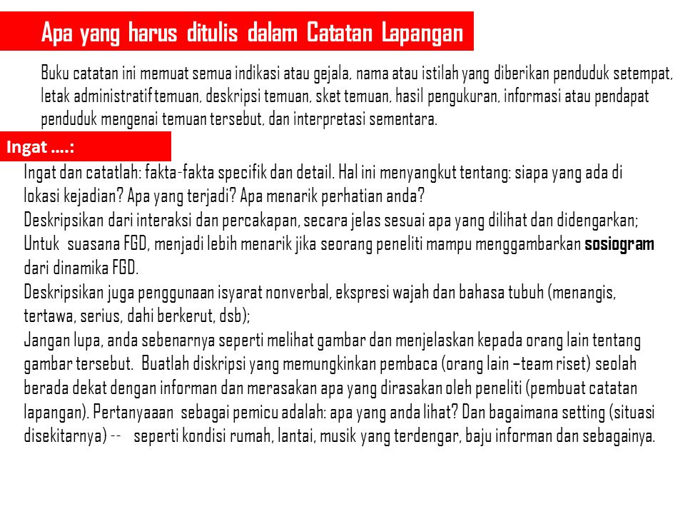 Detail Contoh Catatan Lapangan Nomer 30