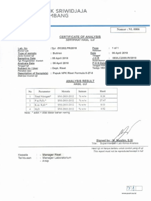 Detail Contoh Certificate Of Analysis Nomer 37