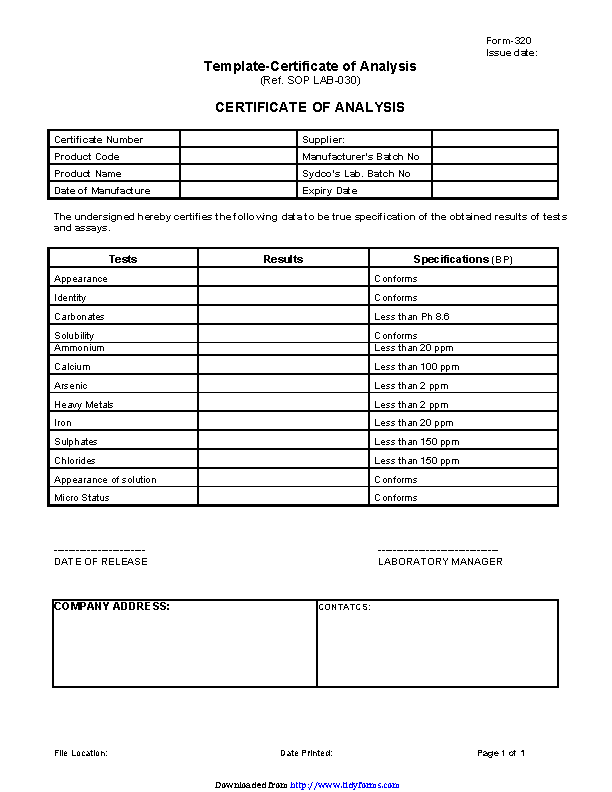 Detail Contoh Certificate Of Analysis Nomer 44