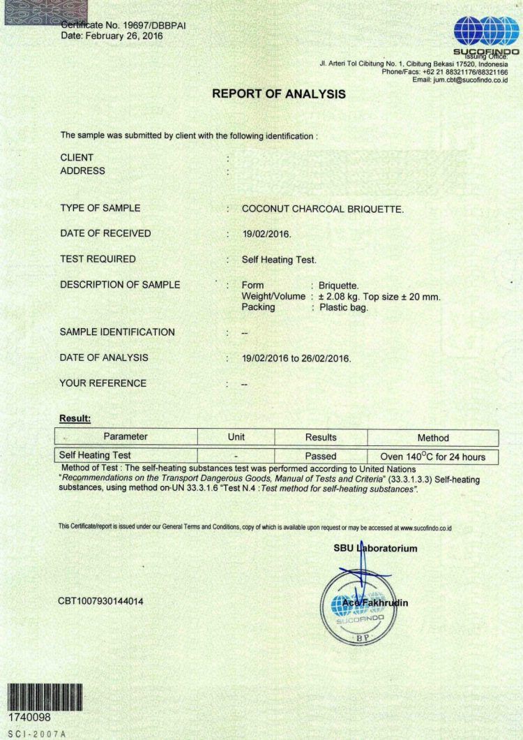 Detail Contoh Certificate Of Analysis Nomer 8