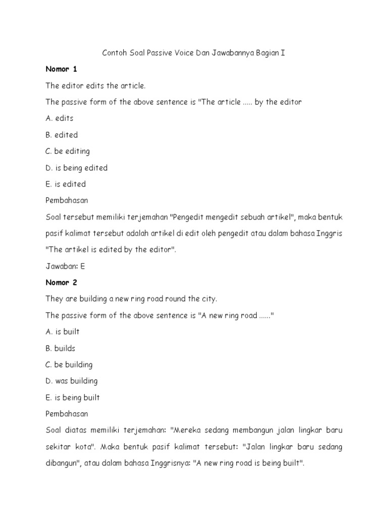 Detail Contoh Change The Following Sentences Into Passive Voice Nomer 14