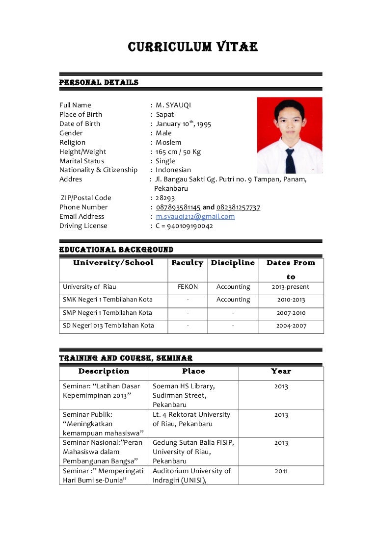 Detail Contoh Cv Akuntansi Nomer 20