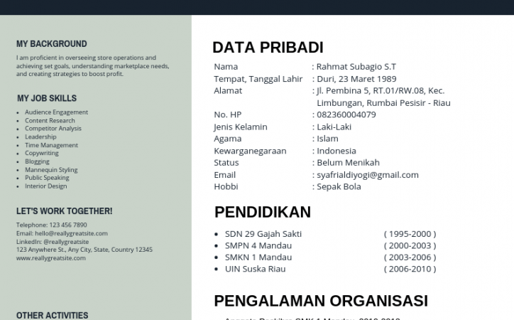 Detail Contoh Cv Bahasa Indonesia Fresh Graduate Nomer 30