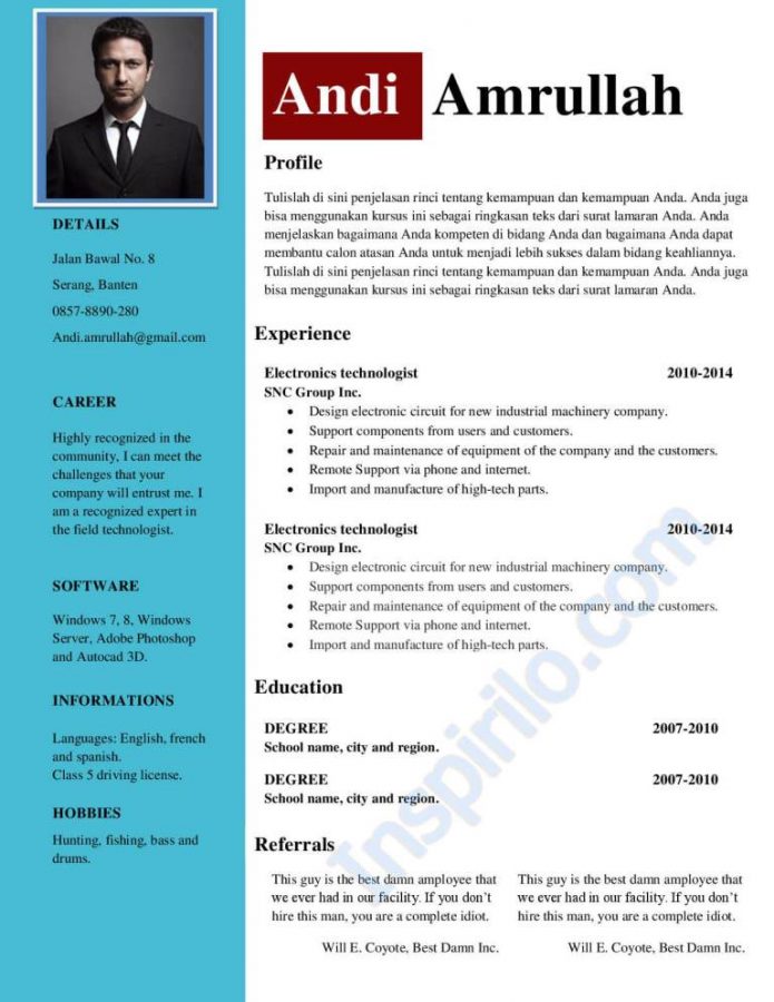 Detail Contoh Cv Bahasa Indonesia Fresh Graduate Nomer 48