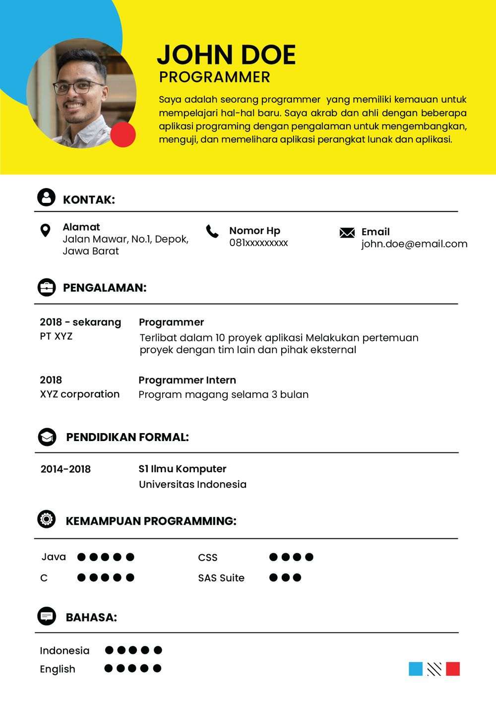 Detail Contoh Cv Kreatif Bahasa Indonesia Nomer 22