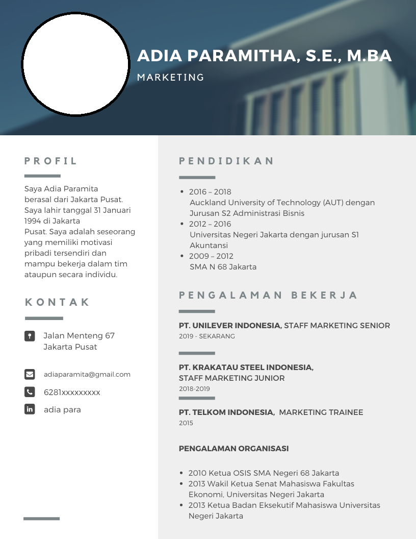 Detail Contoh Cv Kreatif Bahasa Indonesia Nomer 40