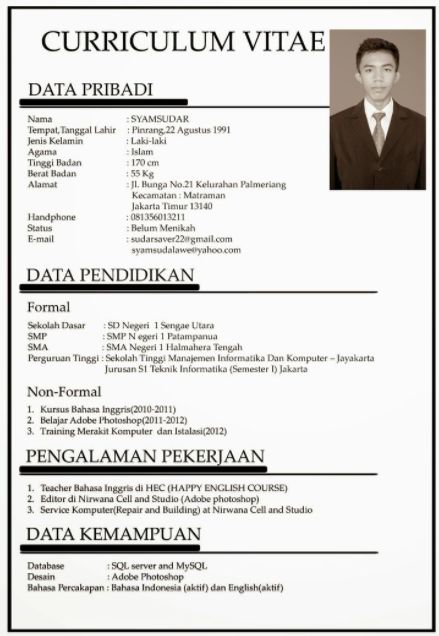 Detail Contoh Cv Untuk Yang Belum Pernah Bekerja Nomer 31