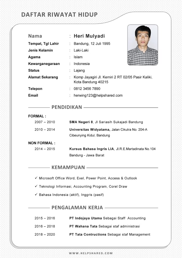 Detail Contoh Cv Untuk Yang Belum Pernah Bekerja Nomer 41