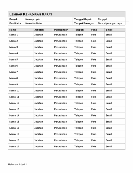 Detail Contoh Daftar Hadir Rapat Perusahaan Nomer 17