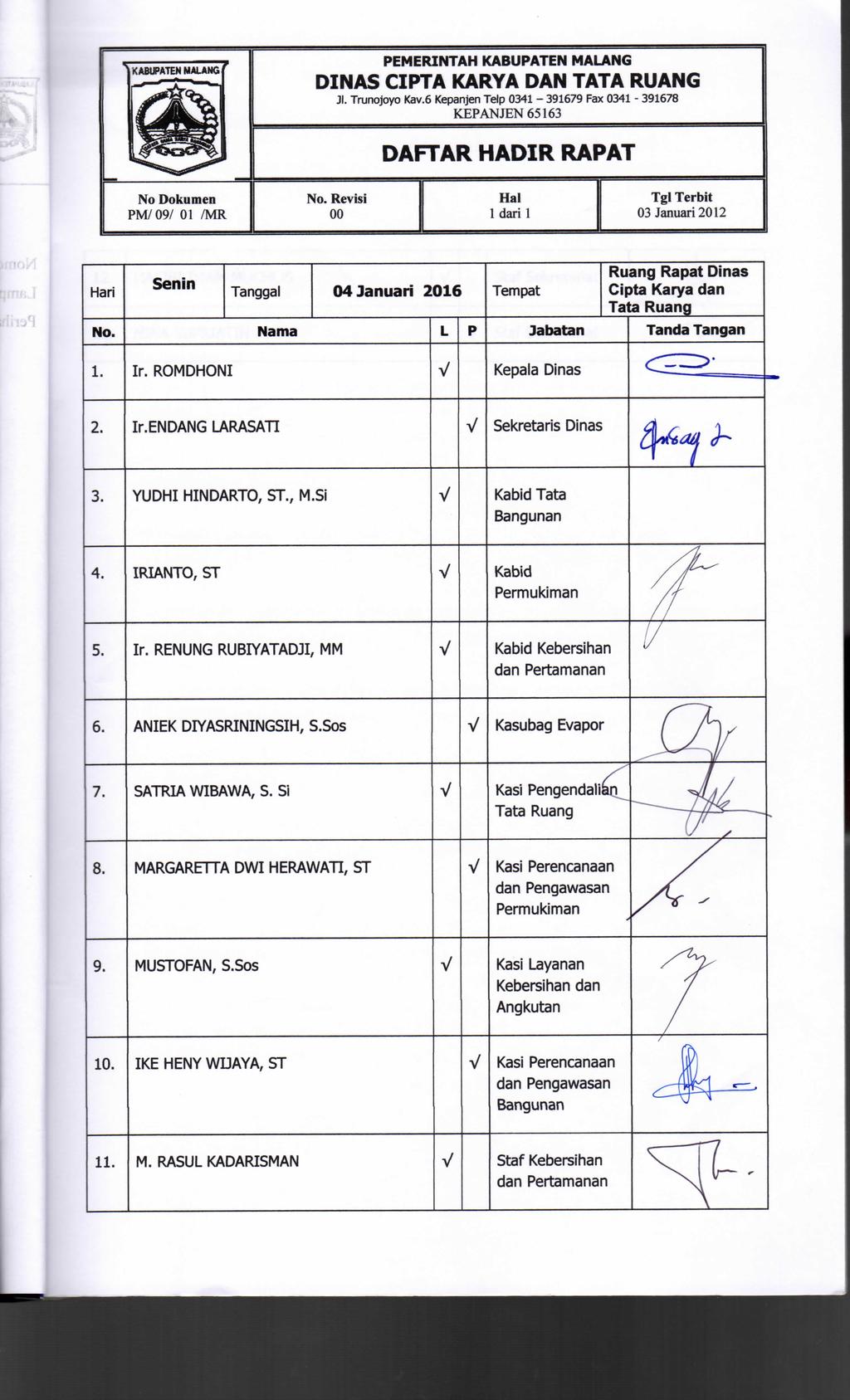 Detail Contoh Daftar Hadir Rapat Perusahaan Nomer 20