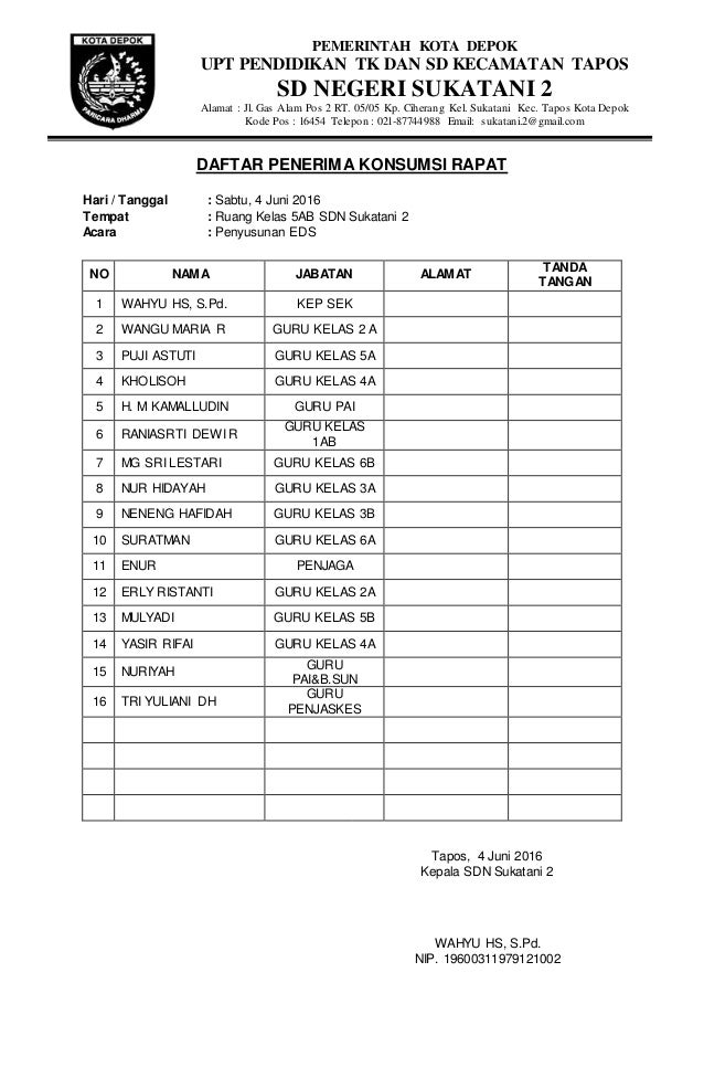 Detail Contoh Daftar Hadir Rapat Perusahaan Nomer 6