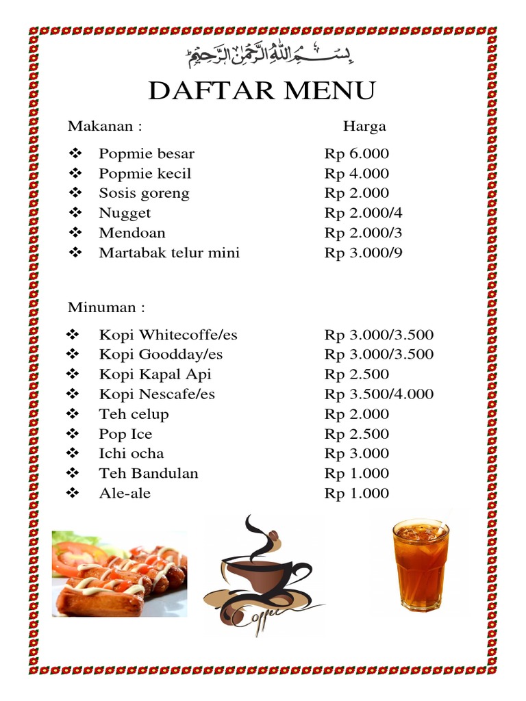 Detail Contoh Daftar Menu Makanan Dan Minuman Beserta Harganya Nomer 10