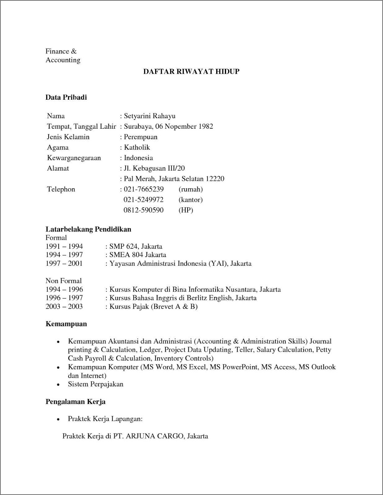 Detail Contoh Daftar Riwayat Hidup Dalam Bahasa Inggris Nomer 19