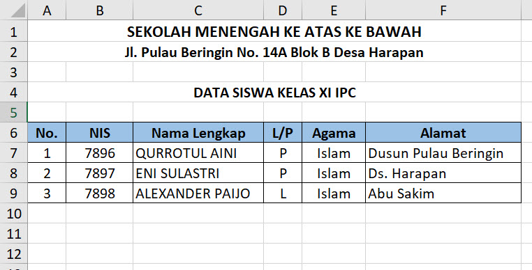 Detail Contoh Data Excel Nomer 29