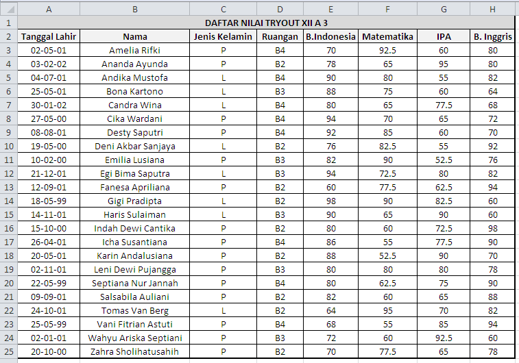 Detail Contoh Data Excel Nomer 10