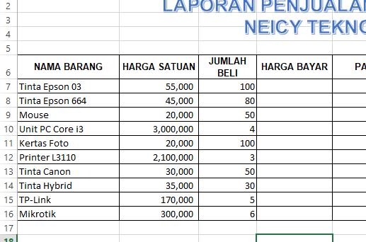 Detail Contoh Data Excel Penjualan Nomer 40