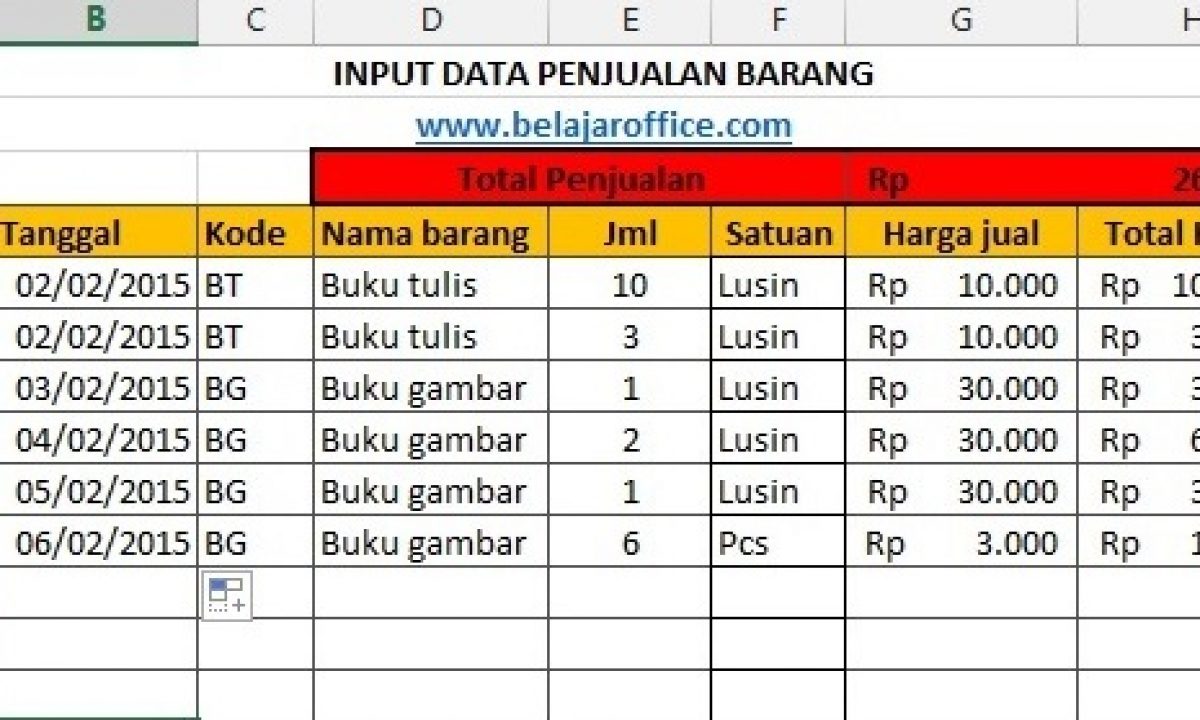 Detail Contoh Data Excel Penjualan Nomer 7