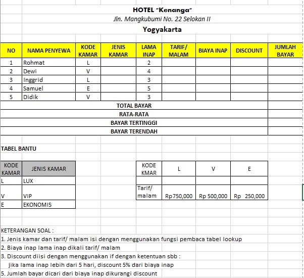 Detail Contoh Data Excel Untuk Latihan Nomer 23