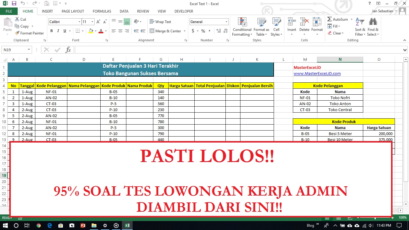 Detail Contoh Data Excel Untuk Latihan Nomer 28