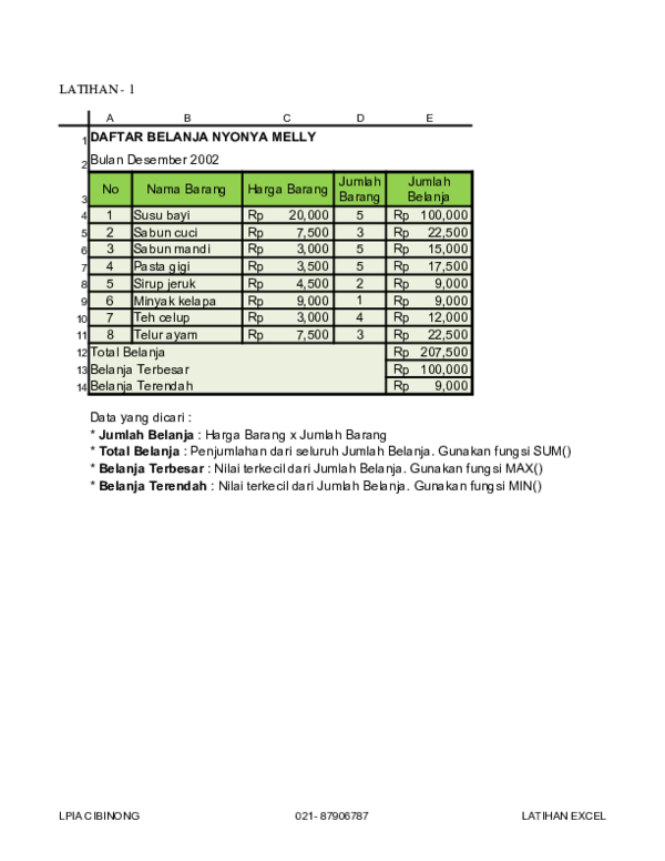 Detail Contoh Data Excel Untuk Latihan Nomer 32