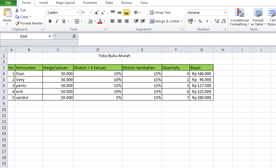 Detail Contoh Data Excel Untuk Latihan Nomer 45