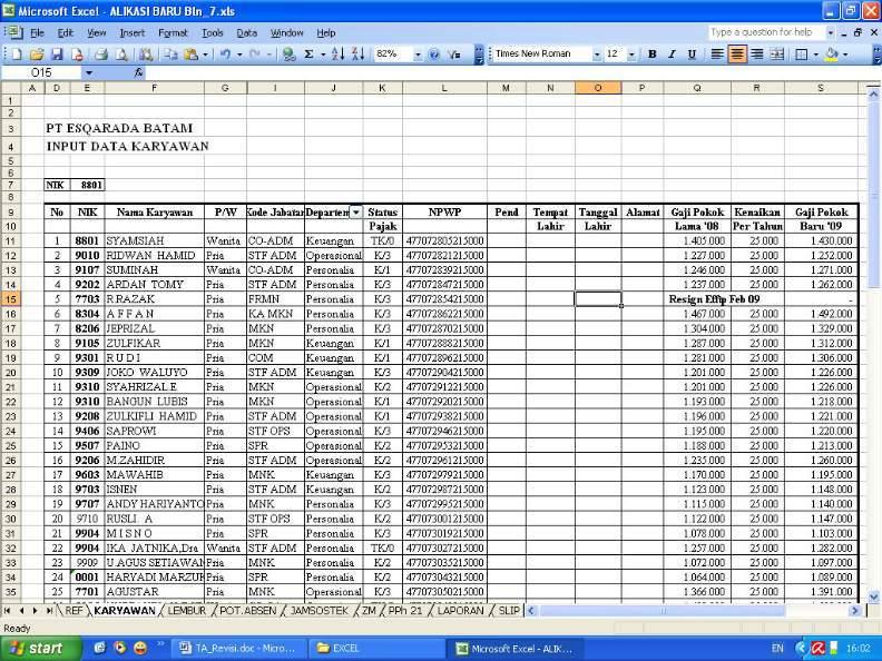 Detail Contoh Data Karyawan Perusahaan Excel Nomer 15