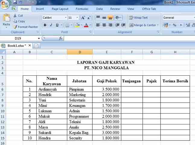 Detail Contoh Data Karyawan Perusahaan Excel Nomer 17