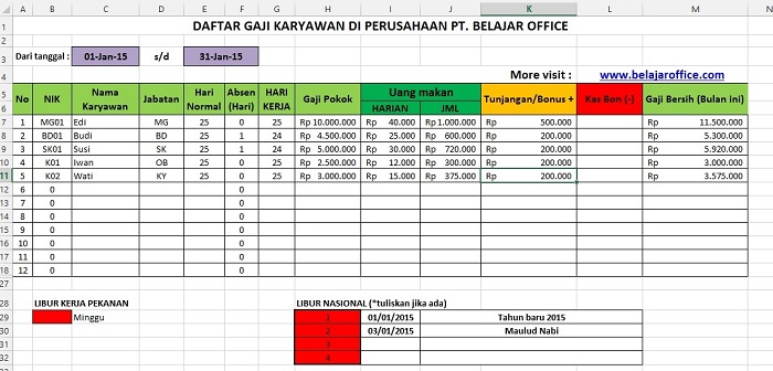 Detail Contoh Data Karyawan Perusahaan Excel Nomer 22