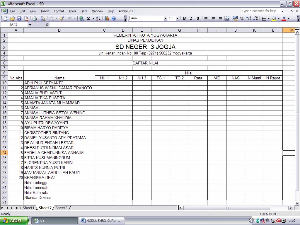 Detail Contoh Data Nilai Siswa Excel Nomer 11