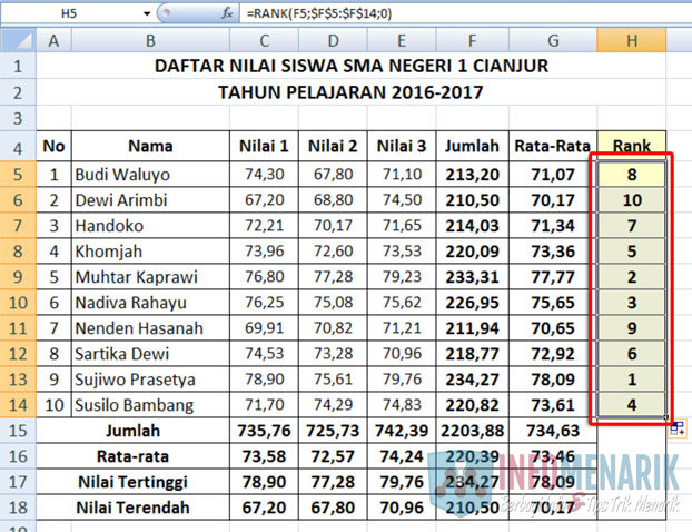 Detail Contoh Data Nilai Siswa Excel Nomer 29