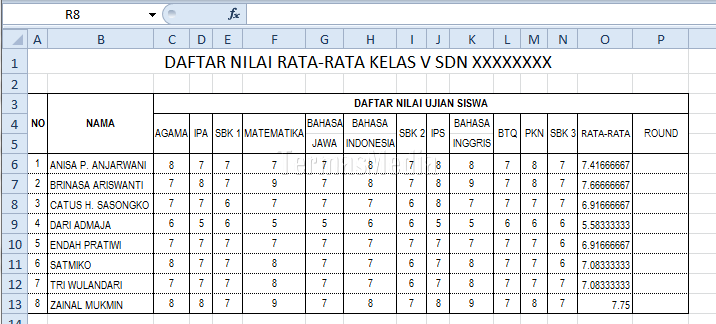 Detail Contoh Data Nilai Siswa Excel Nomer 45