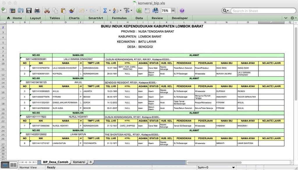 Contoh Data Penduduk Rt Excel - KibrisPDR