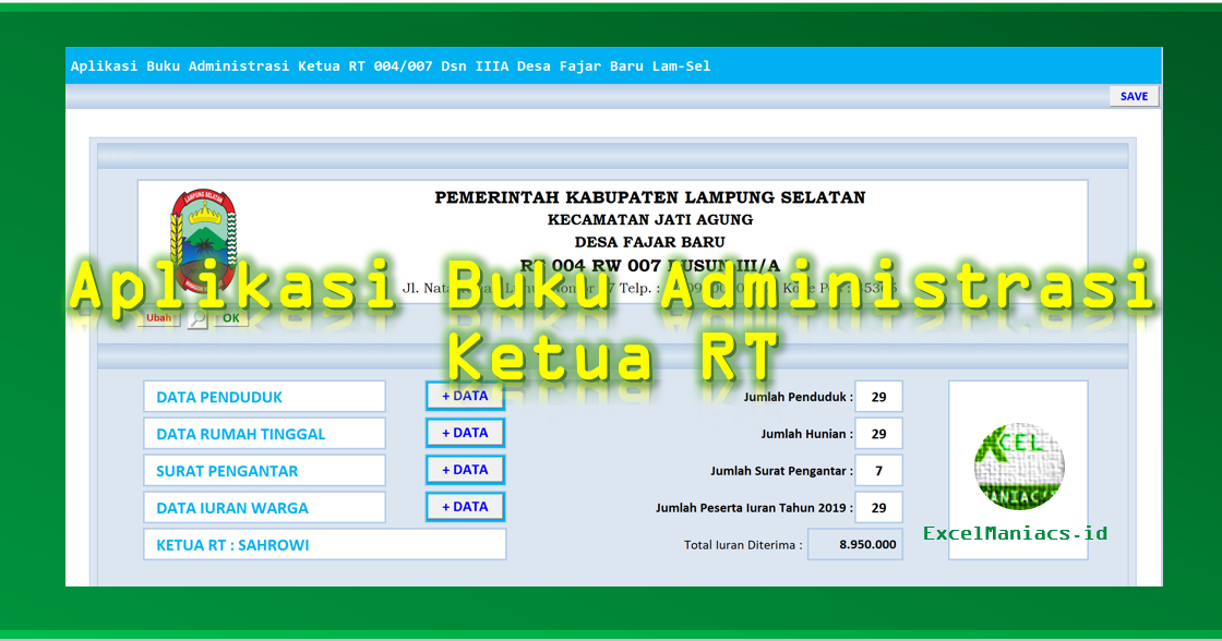 Detail Contoh Data Penduduk Rt Excel Nomer 6