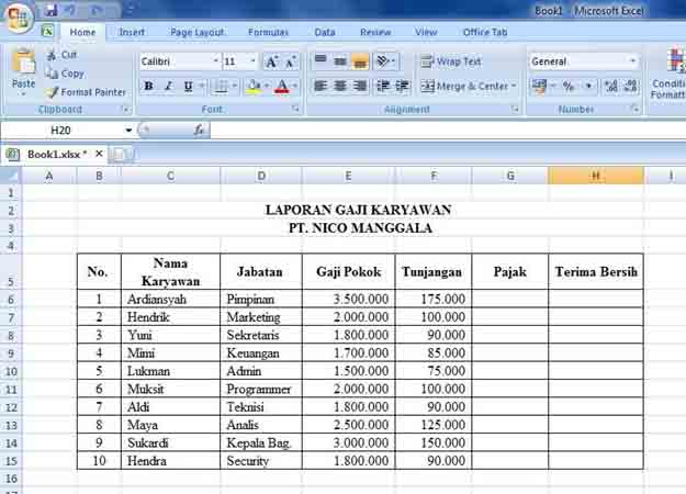 Detail Contoh Database Karyawan Perusahaan Excel Nomer 21