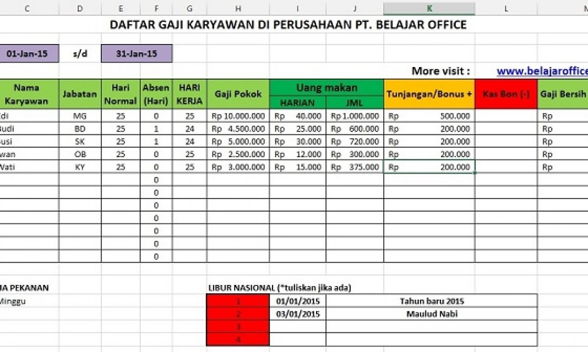 Detail Contoh Database Karyawan Perusahaan Excel Nomer 26