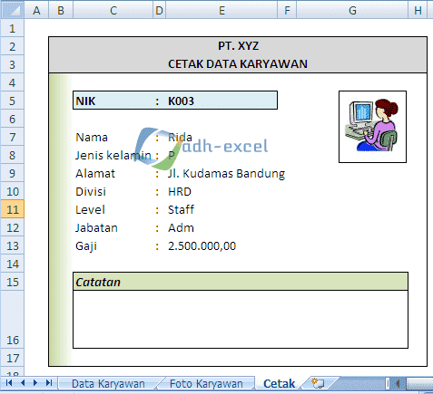 Detail Contoh Database Karyawan Perusahaan Excel Nomer 35