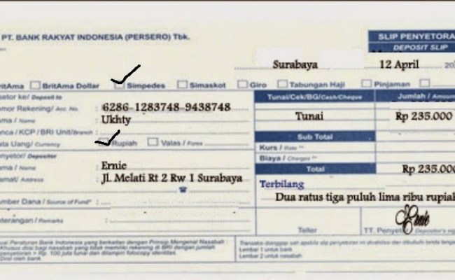 Detail Contoh Deposit Slip Dalam Bahasa Inggris Nomer 31