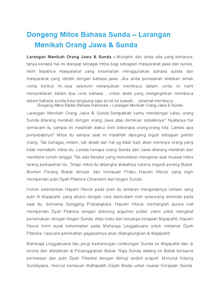 Detail Contoh Dongeng Sasakala Bahasa Sunda Nomer 44